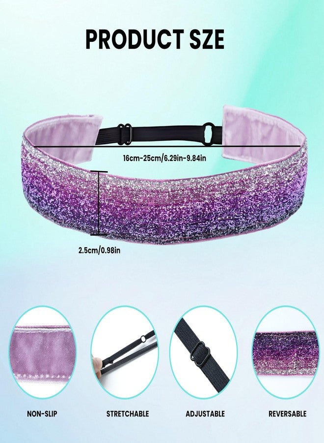 Gabrella 6 Pcs Glitter Headbands for Girls Hair, Adjustable Non-Slip Head Bands, Cute Elastic Sparkly Headband, Girl Hair Accessories, Stretchy Shiny Headbands Gifts - Image 2